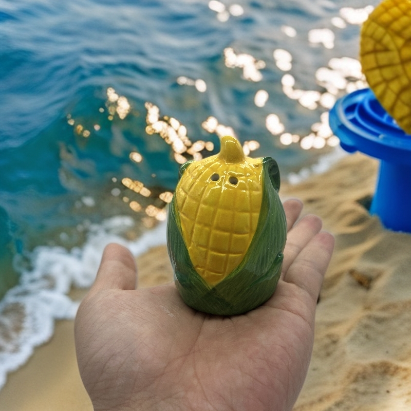 Corn Salt and Pepper Shakers, 2-Piece Ceramic Spice Jars, Cute Kitchen Decor, Novelty Gift for Christmas, Housewarming